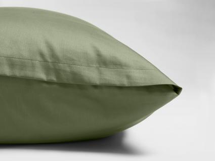 Taie d'oreiller satin de coton vert olive moyen