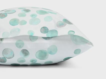 Kussensloop katoen satijn watercolor dots sea green
