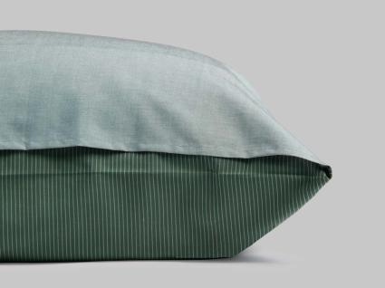 Kussensloop katoen TENCEL™ double face green stripe/green chambray