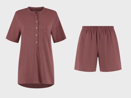 Pyjama-Set Damen Kurz Jersey Evening Rose