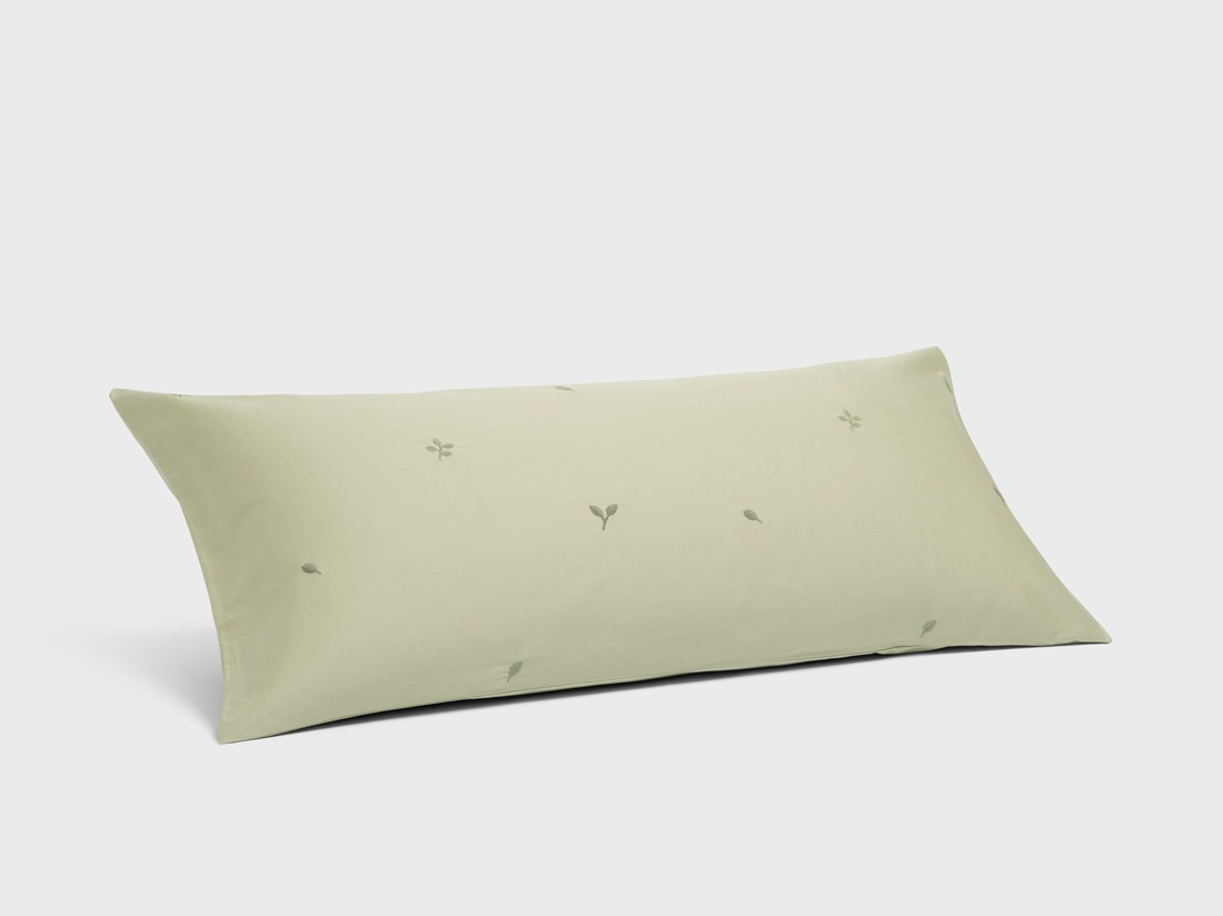 Pudebetræk bomuldssatin light olive botanical