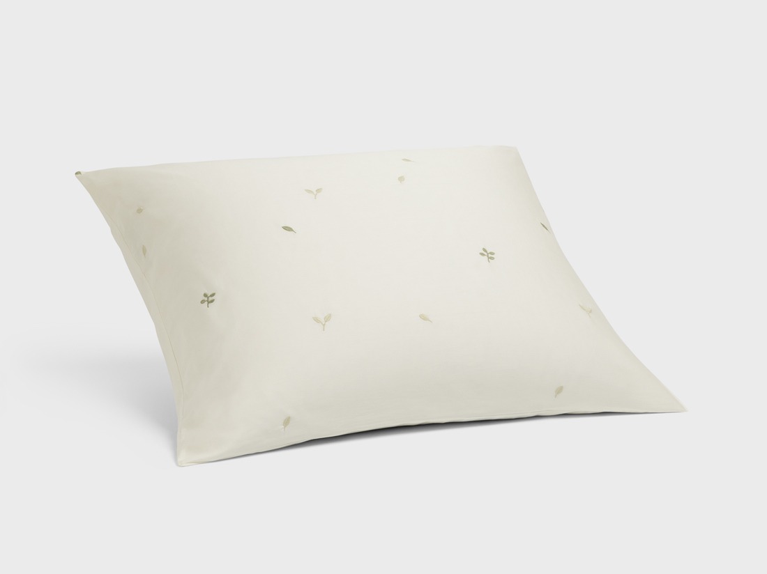 Parure de lit satin de coton blanc chaud botanique