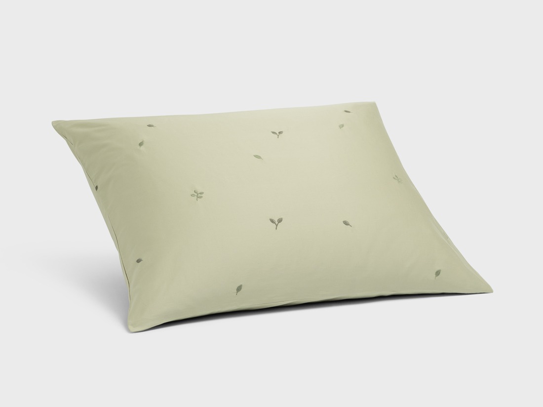 Dekbedovertrek katoen satijn light olive botanical