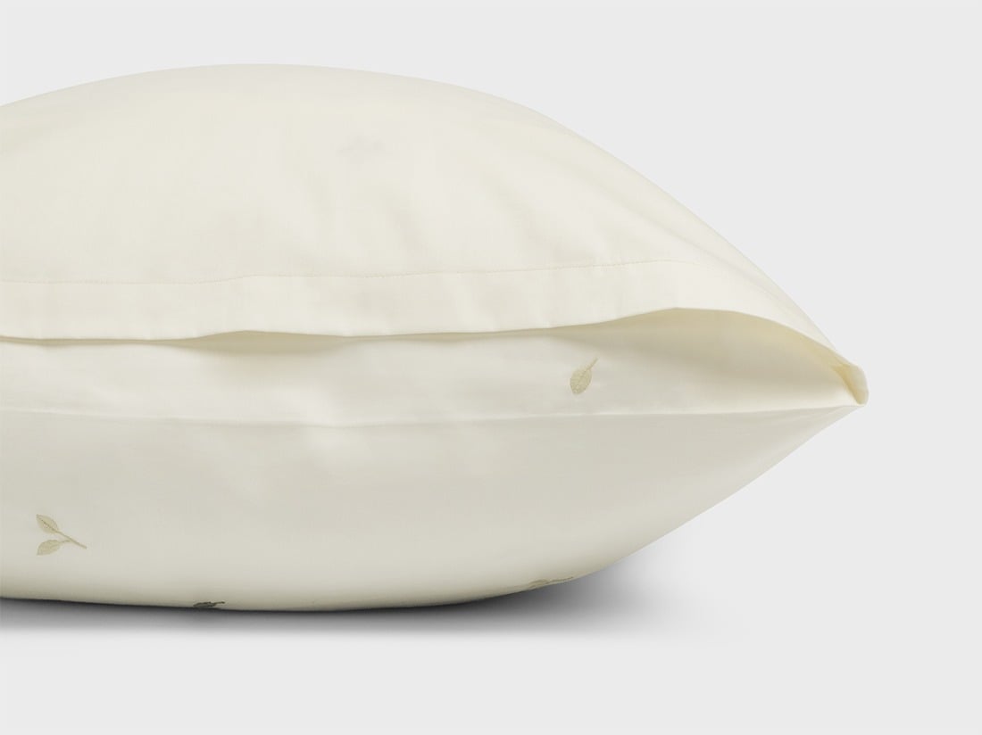 Parure de lit satin de coton blanc chaud botanique