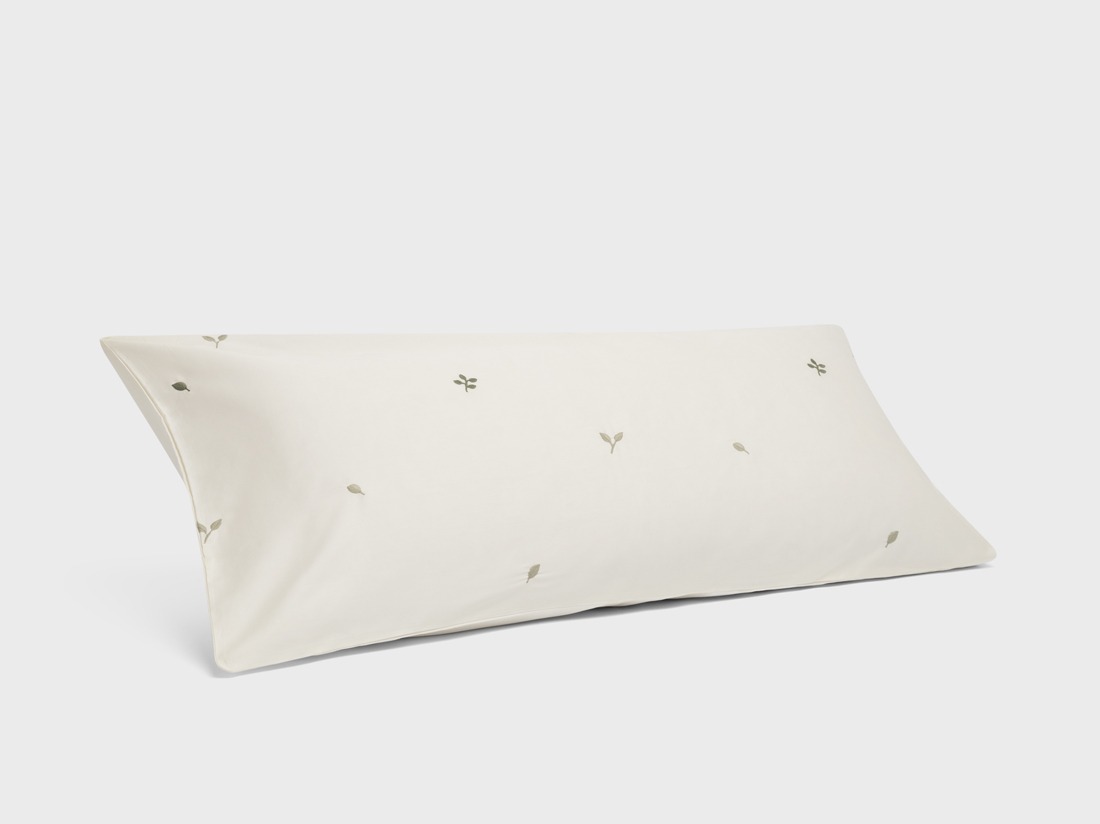 Pudebetræk bomuldssatin warm white botanical