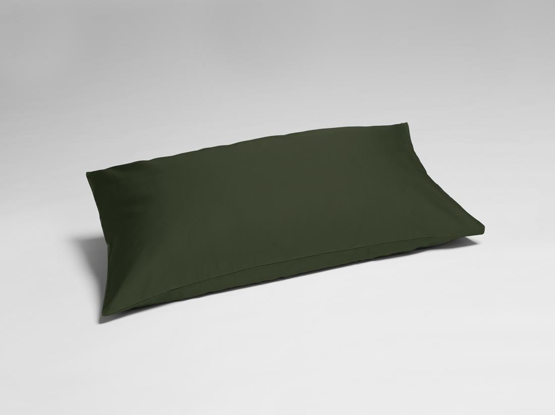 Kussensloop katoen satijn dark olive