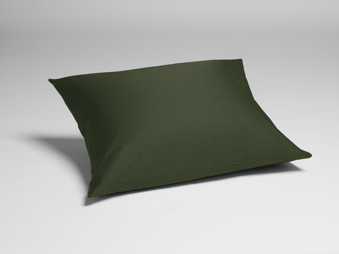 Parure de lit satin de coton vert olive foncé