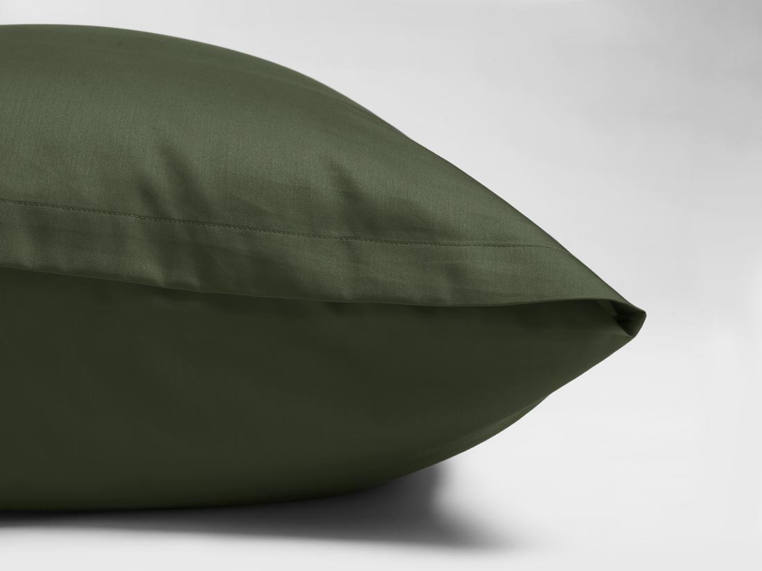 Parure de lit satin de coton vert olive foncé