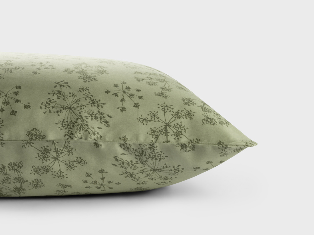 Taie d'oreiller satin de coton fleur verte