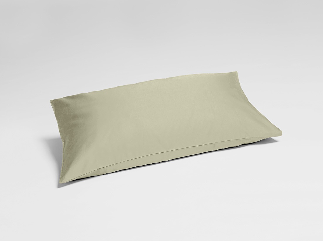 Taie d'oreiller satin de coton olive clair