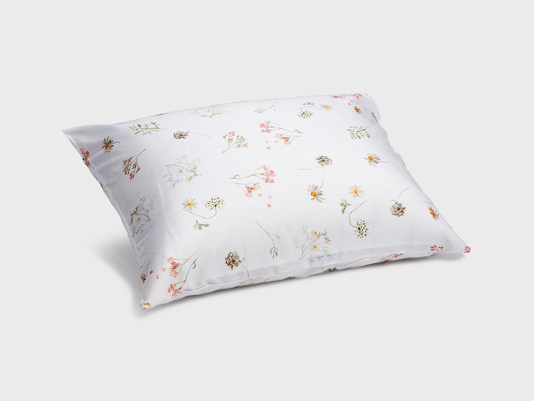 Taie d'oreiller satin de coton fleurs