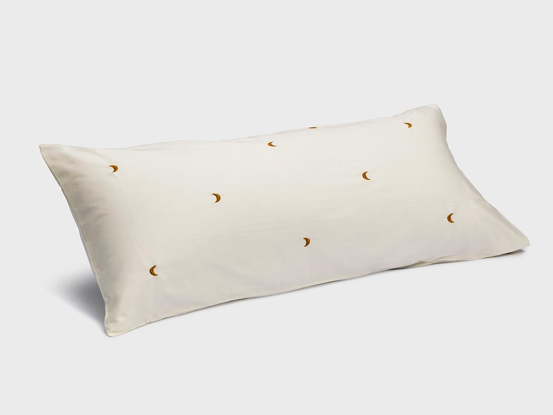 Kissenbezug Baumwollsatin Warm White/Ochre Moon