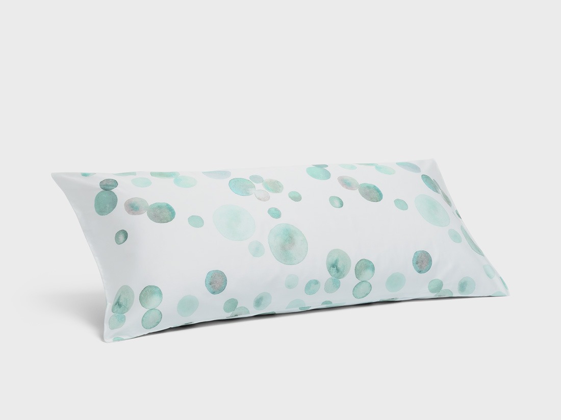 Kussensloop katoen satijn watercolor dots sea green