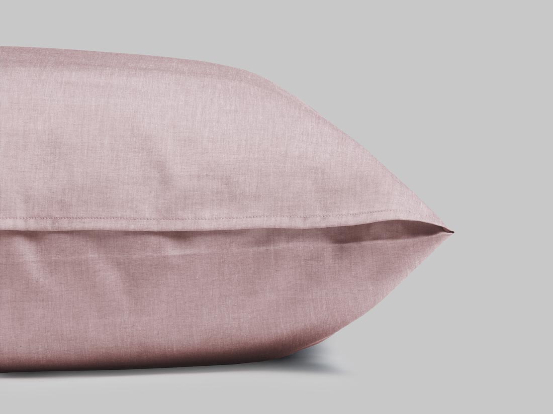 Taie d'oreiller coton TENCEL™ rose chambray