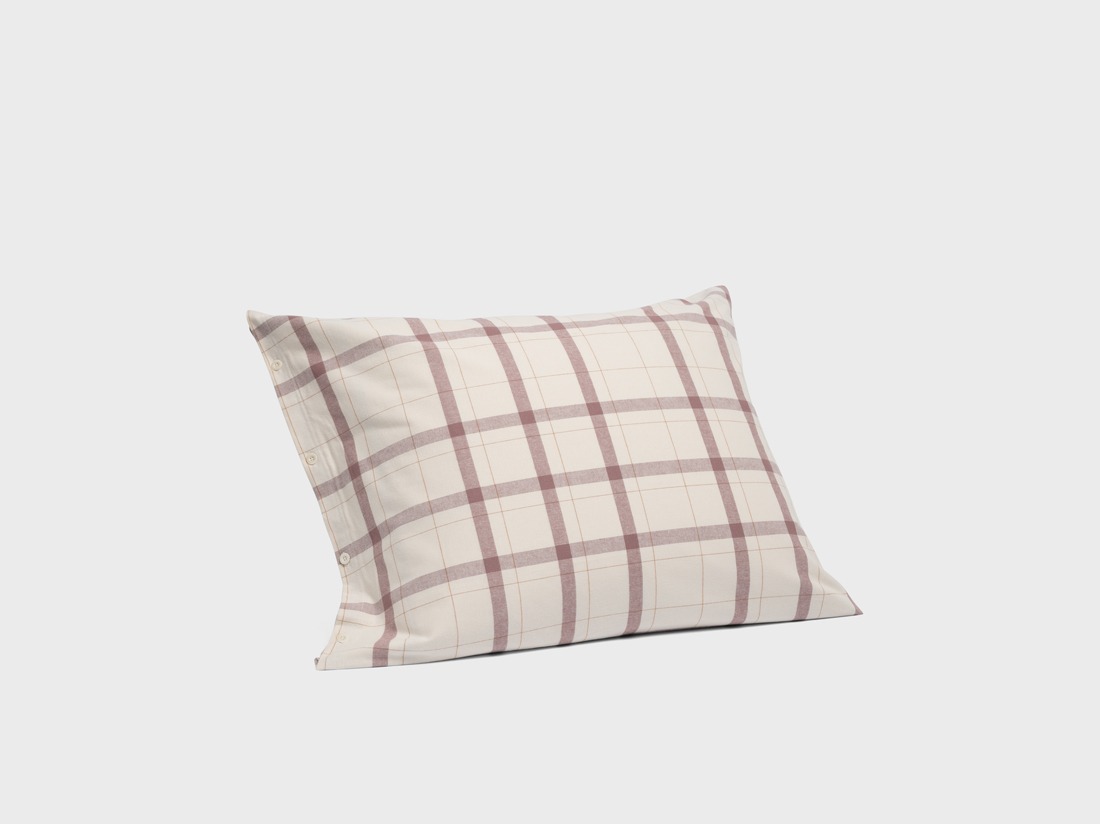 Kussensloop flanel mauve check