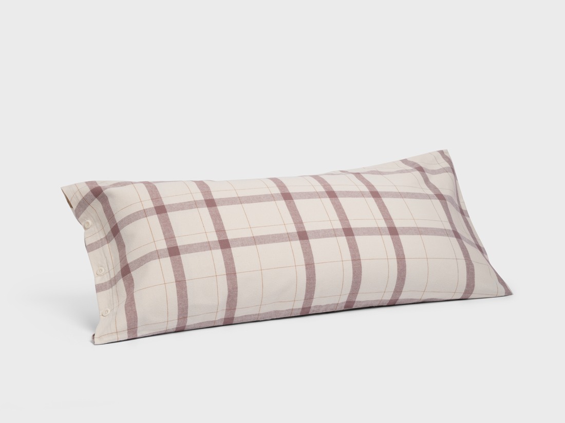 Kussensloop flanel mauve check