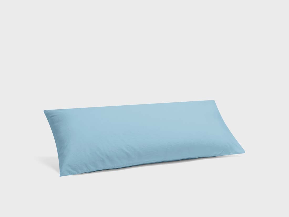 Taie d'oreiller percale de coton bleu lagon