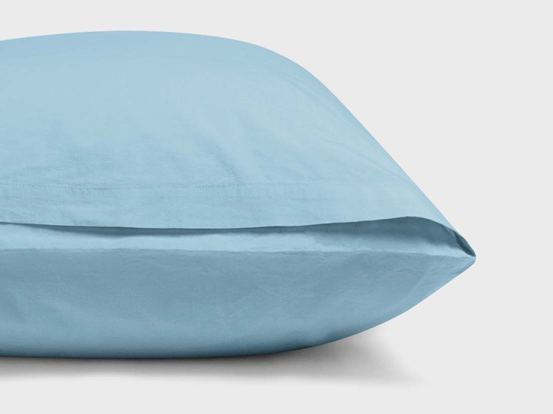 Parure de lit percale de coton bleu lagon