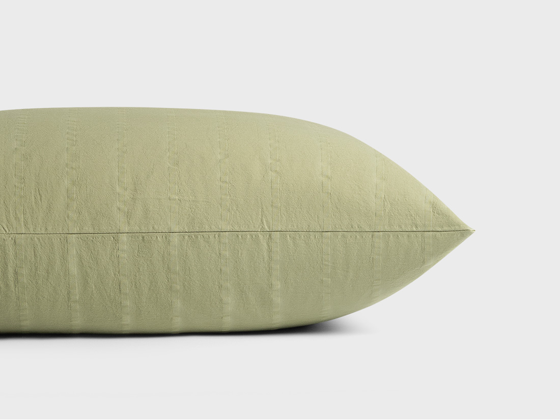 Parure de lit en coton seersucker vert saule