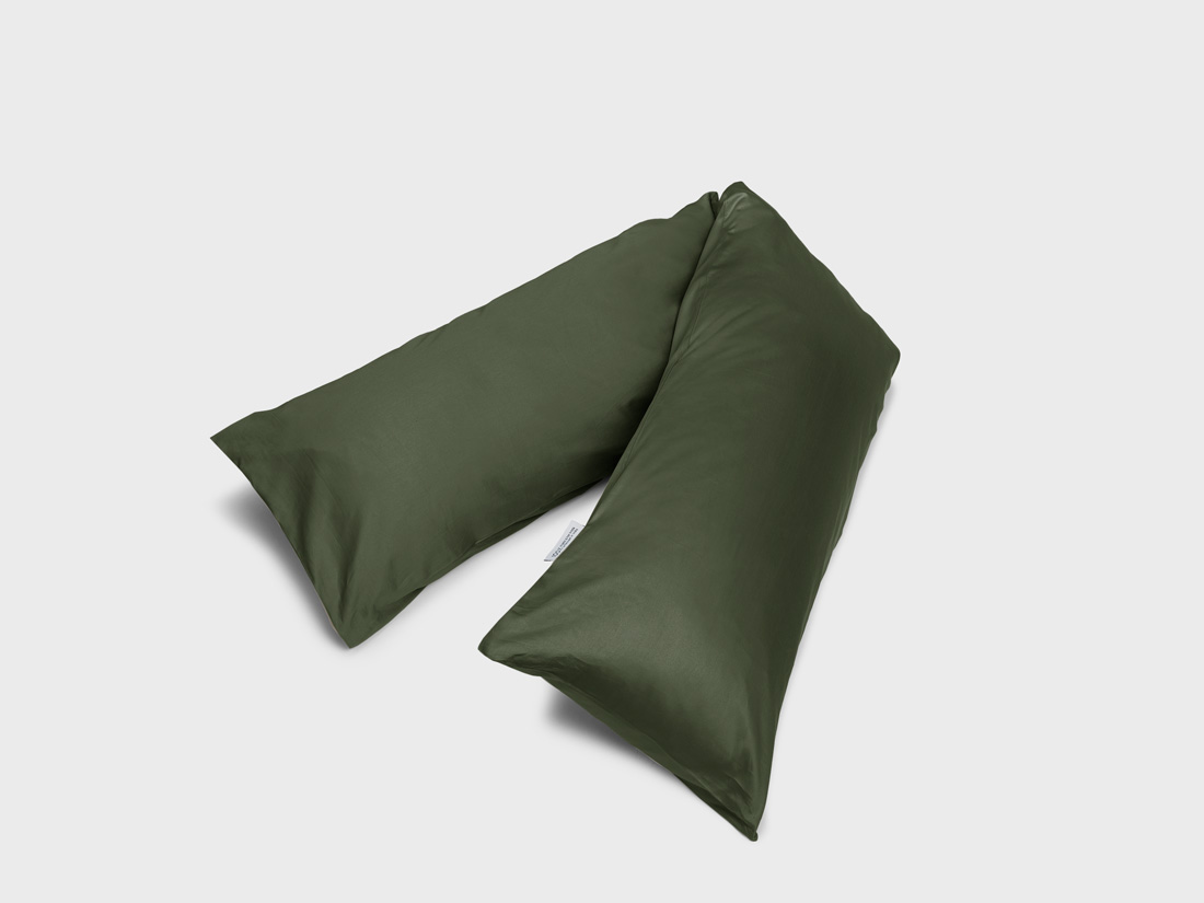Kissenbezug Seitenschläferkissen Baumwollsatin Dark Olive 37 × 160