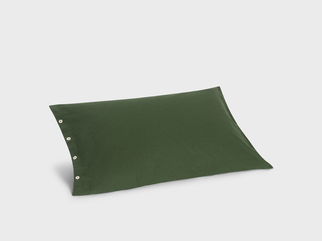 Parure de lit flanelle de coton vert mousse