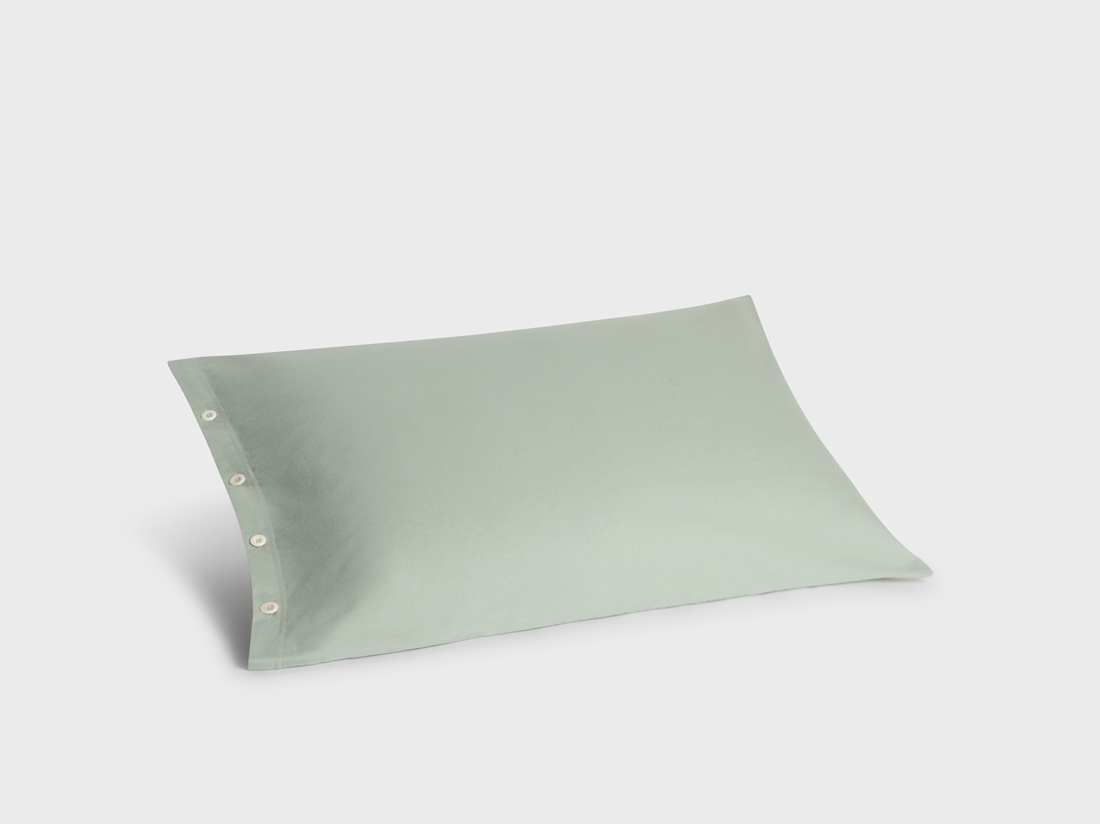 Parure de lit flanelle de coton vert pâle
