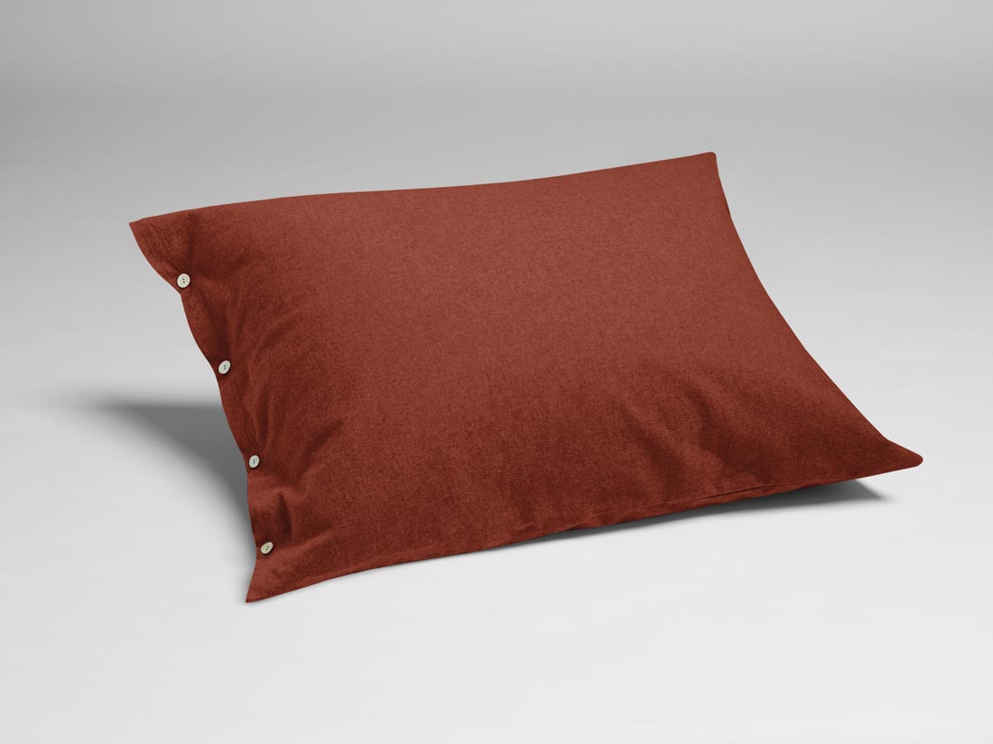 Taie d'oreiller flanelle de coton velours rouge