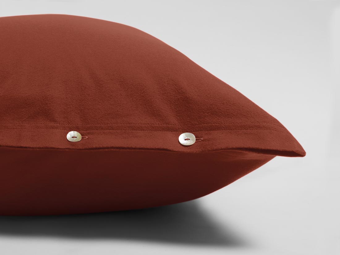 Taie d'oreiller flanelle de coton velours rouge