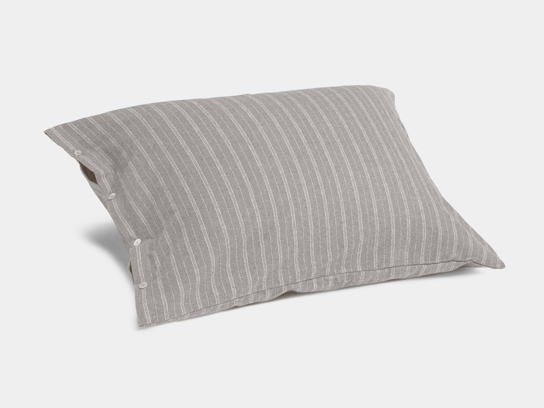Kussensloop flanel stone brown stripe