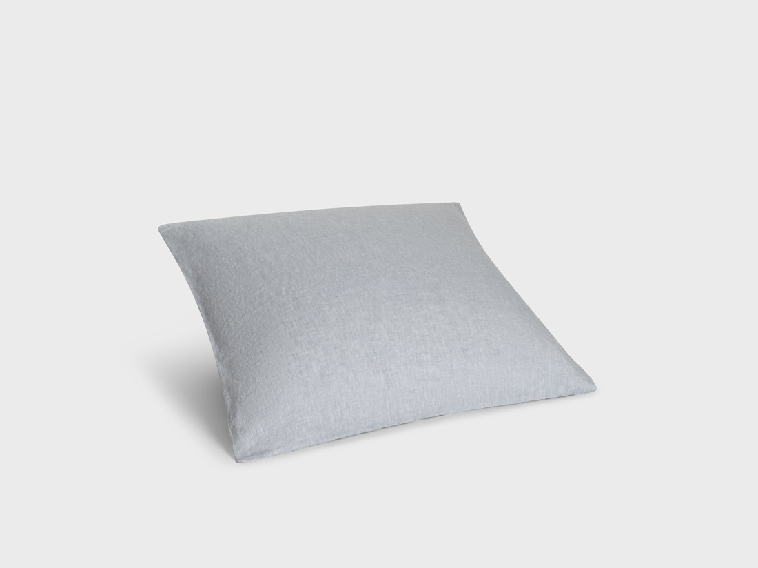 Taie d'oreiller lin lavé bleu chambray