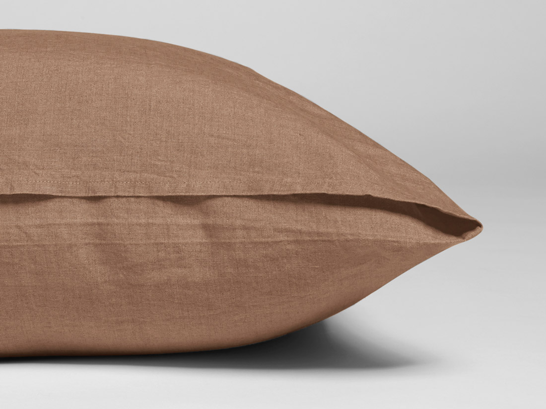 Parure de lit lin lavé noisette