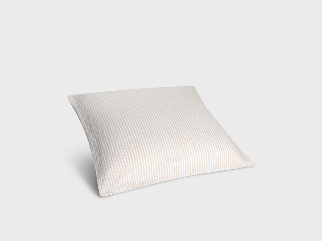 Taie d'oreiller lin lavé natural stripe