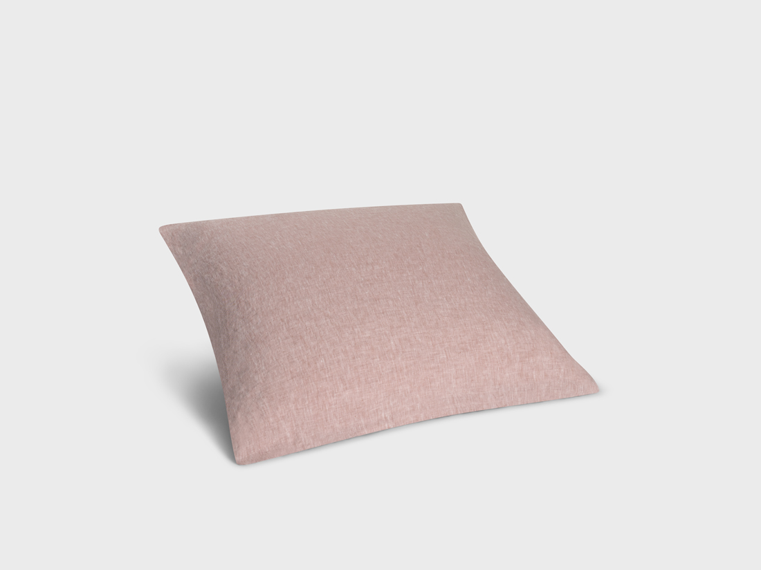 Taie d'oreiller lin lavé rose chambray