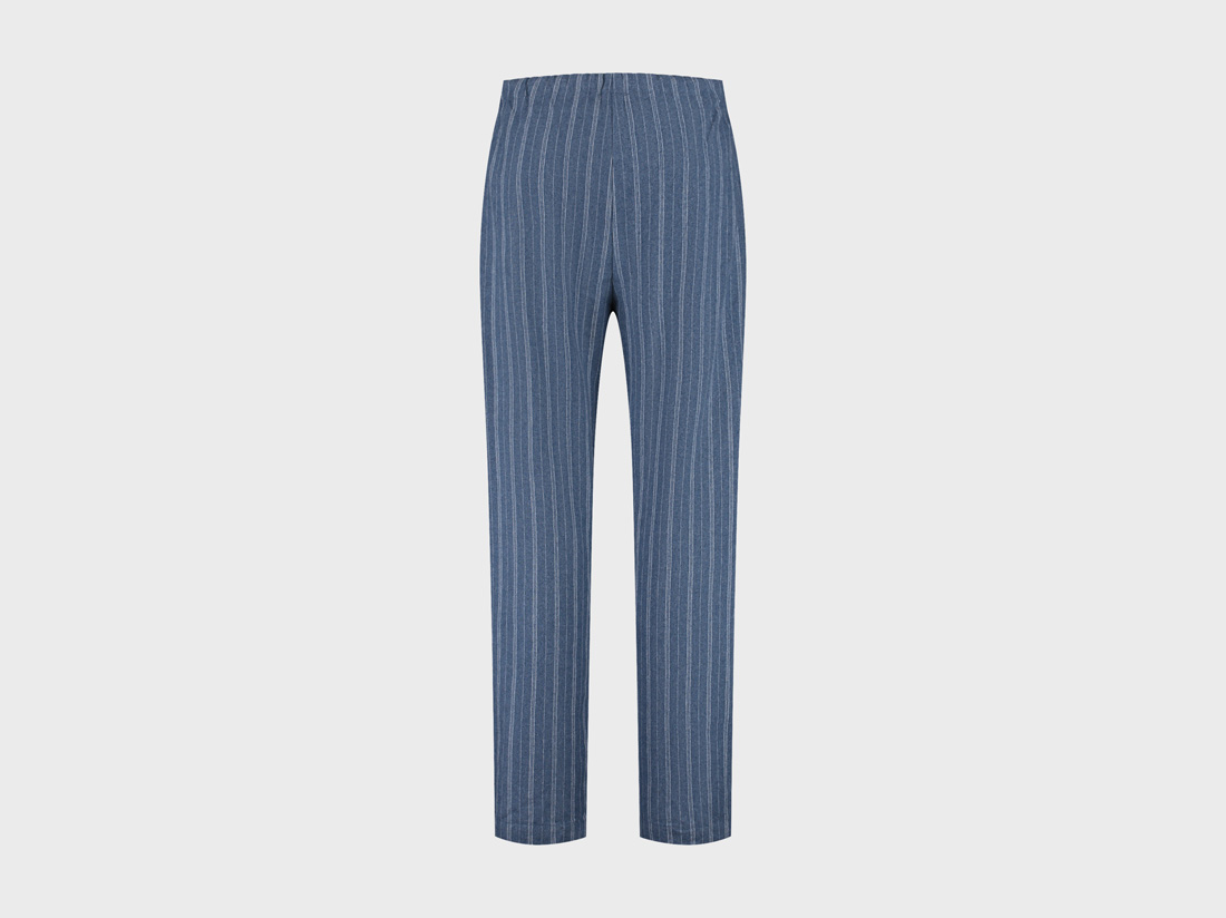 Pyjamabroek heren flanel denim blue/white stripe