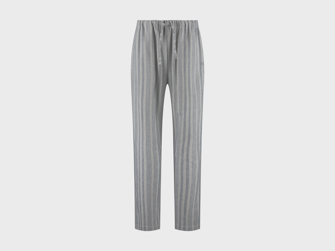 Pyjamahose Herren Flanell Light Grey/blue Stripe