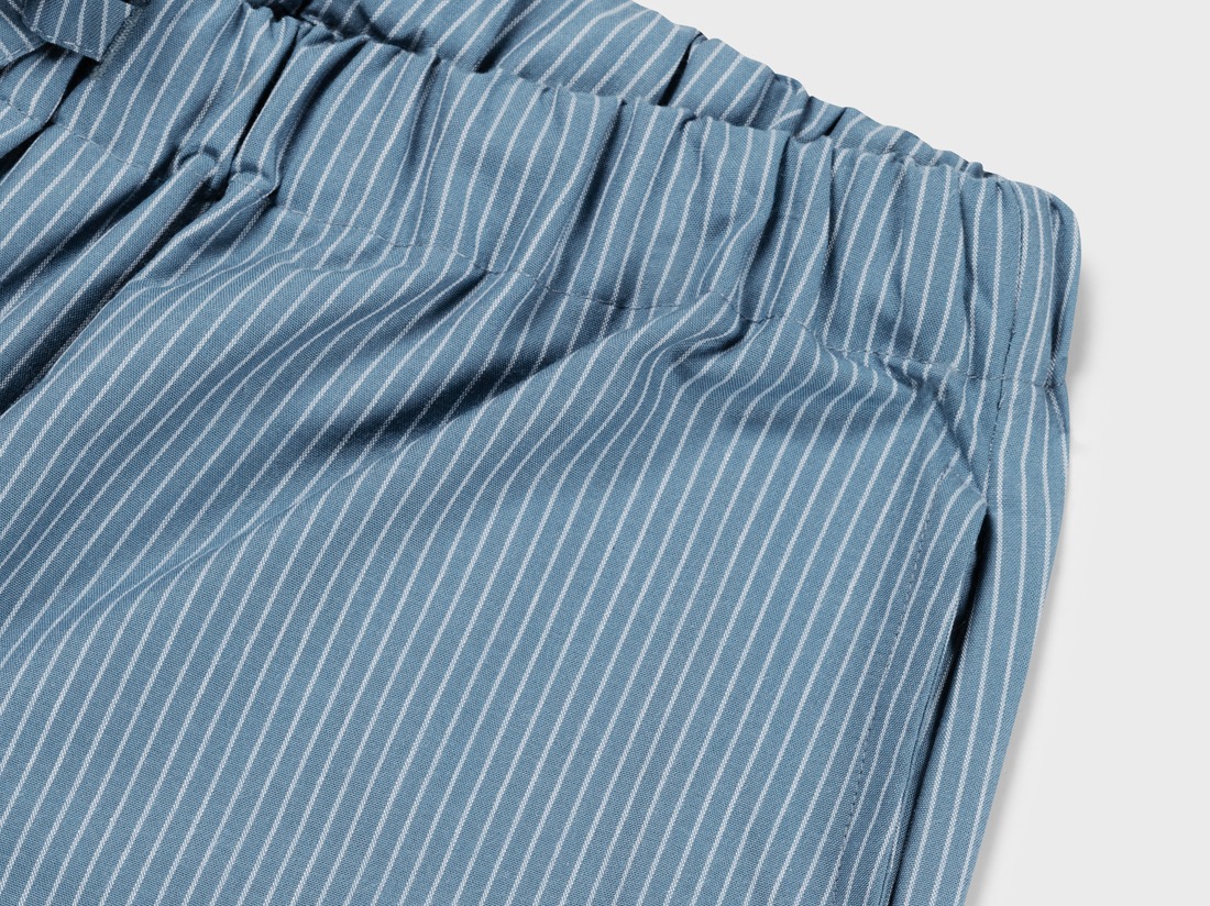 Pantalon de pyjama unisexe coton TENCEL™ à rayures bleu/blanc