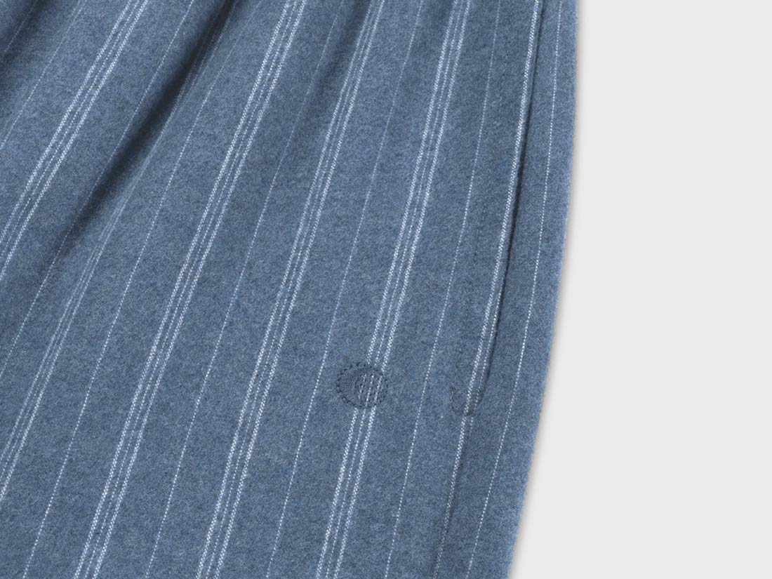 Pyjamahose Damen Flanell Denim Blue/white Stripe