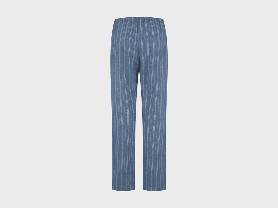 Pyjamahose Damen Flanell Denim Blue/white Stripe