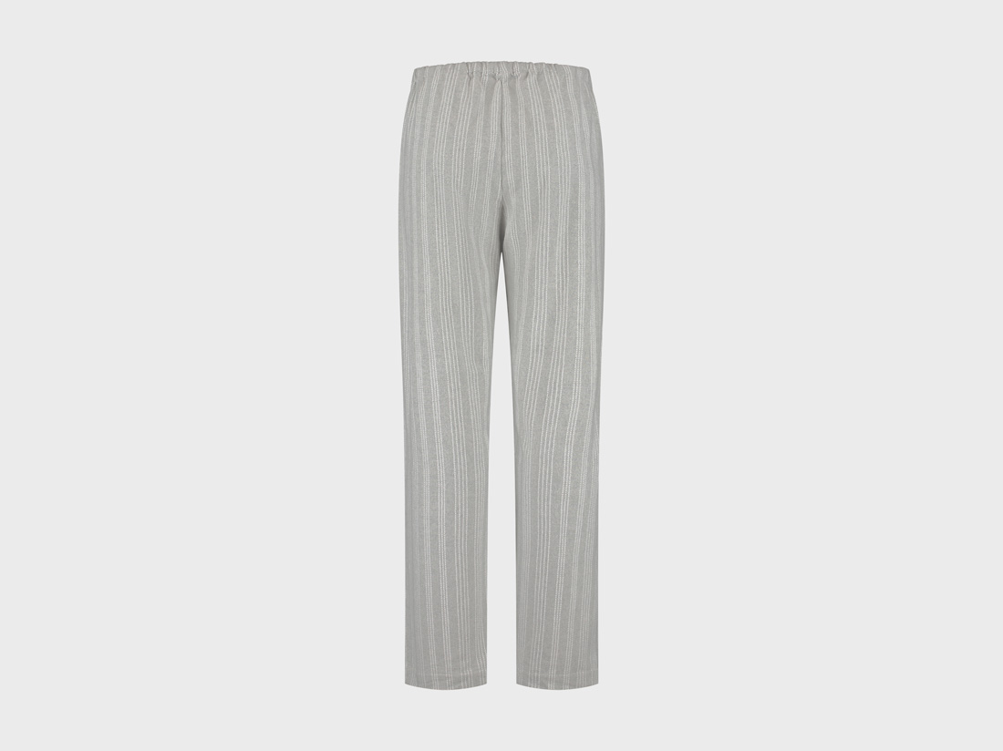 Pyjamabroek dames flanel light grey/white stripe