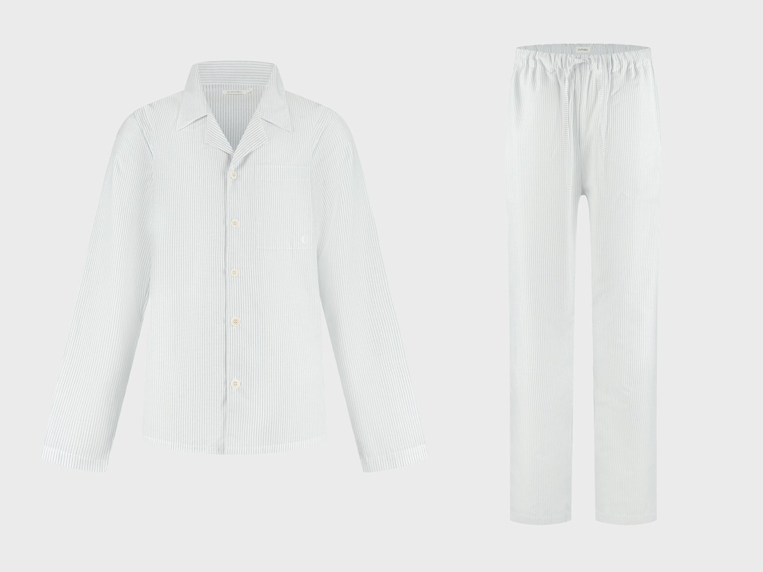 Nattøj sæt herre bomuld TENCEL™ white/blue stripe