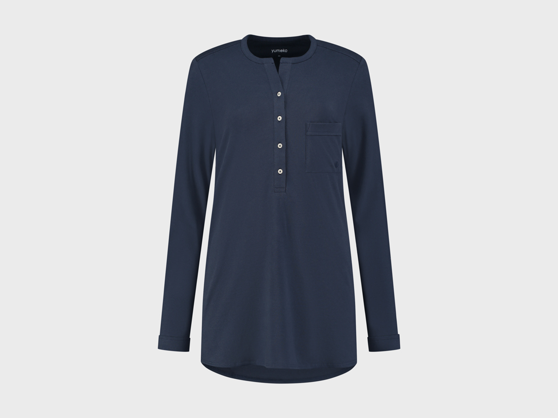 Pyjamashirt dames jersey midnight blue