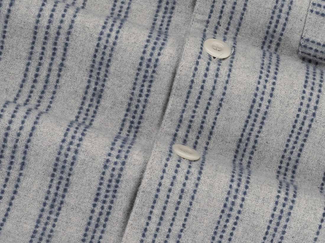 Pyjamashirt heren flanel light grey/blue stripe
