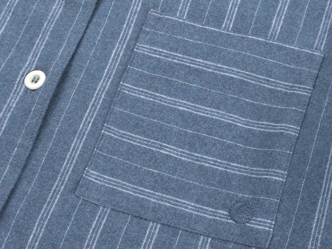 Ensemble de pyjama flanelle de coton pour femme bleu denim à rayures blanches