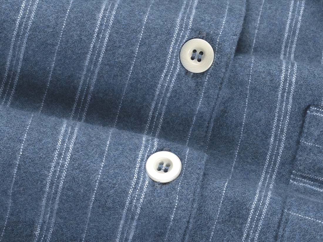 Ensemble de pyjama flanelle de coton pour femme bleu denim à rayures blanches