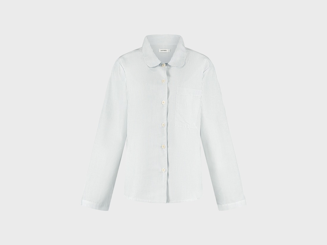 Ensemble de pyjama femme coton TENCEL™ à rayures blanc/bleu