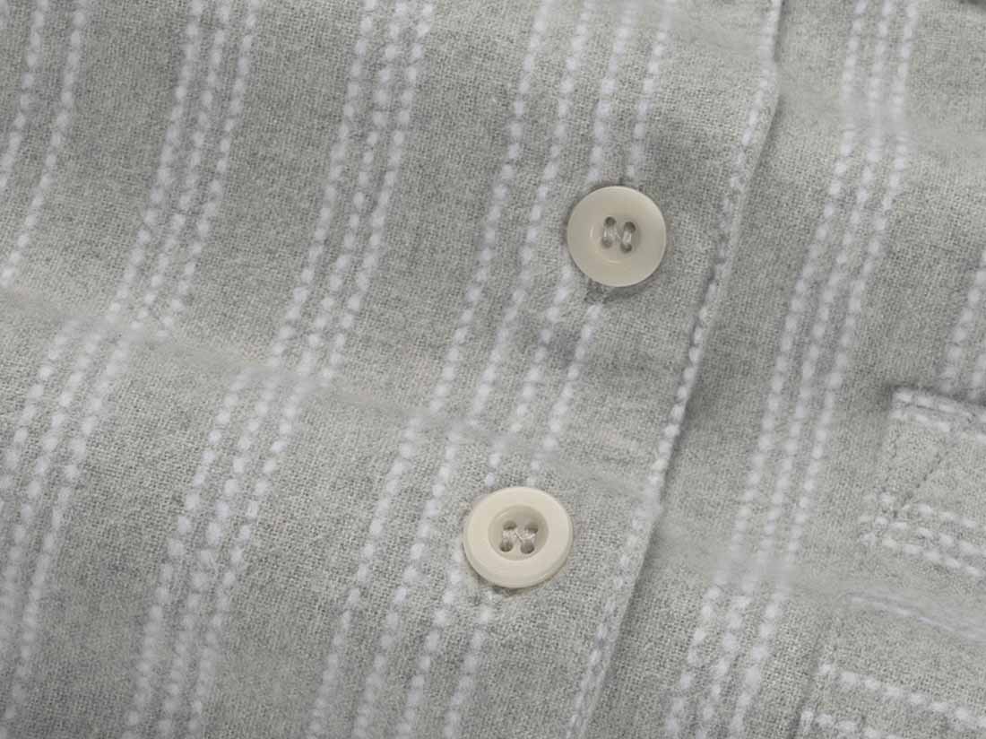 Pyjamashirt dames flanel light grey/white stripe