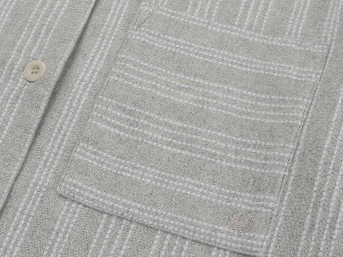 Pyjamashirt dames flanel light grey/white stripe
