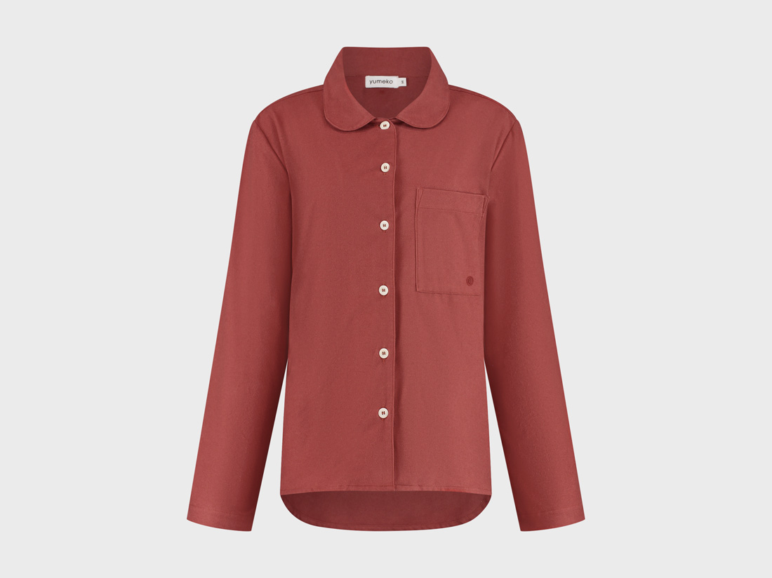 Pyjamaoberteil Damen Flanell Red Velvet