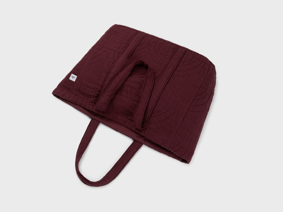 Shoppertas mousseline katoen arch bordeaux