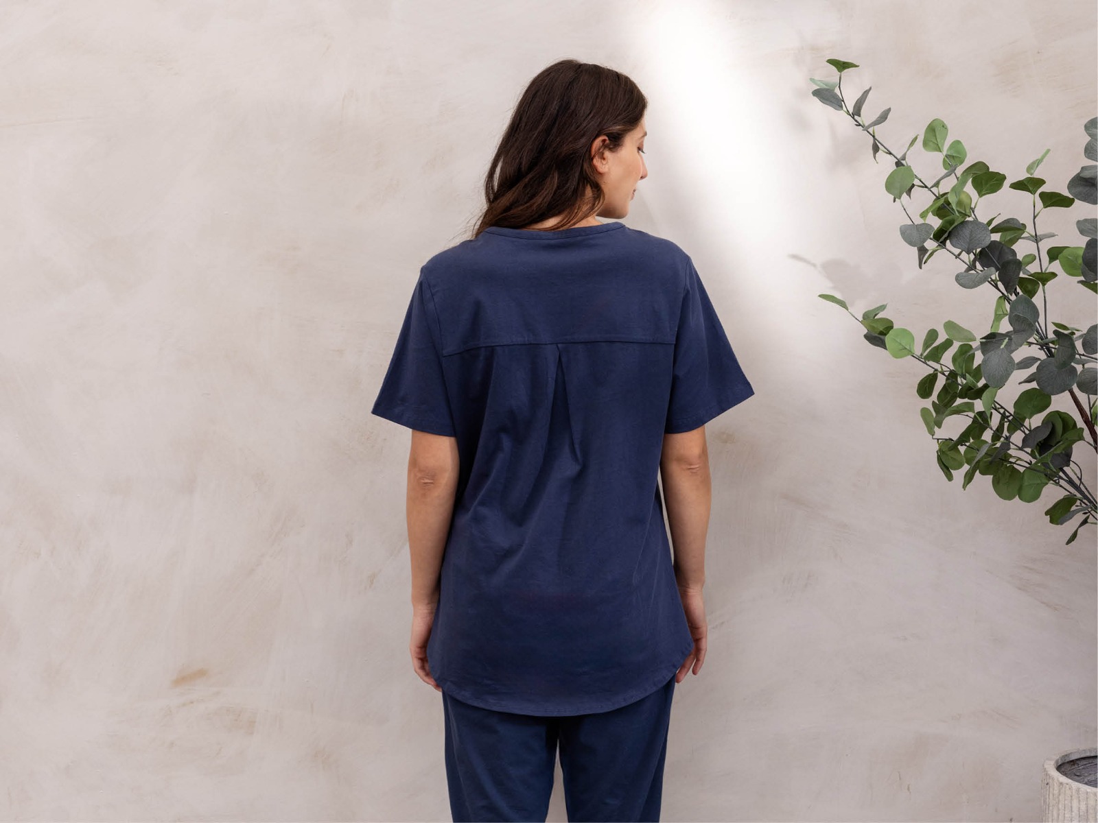 T-shirt de pyjama en jersey pour femme bleu minuit
